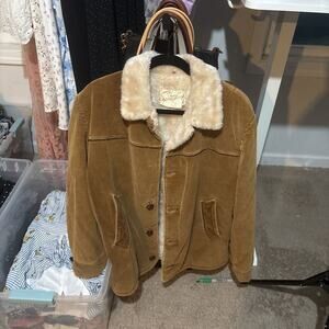 Men's Tan Corduroy Jacket with Sherpa Collar